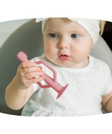 Buy Silicone Training Toothbrush for Babies - Flexible Suction Base & Easy Grip Handle (Rose Burgundy 2-pk) | International Shipping Available - Buy Online on GoSupps.com
