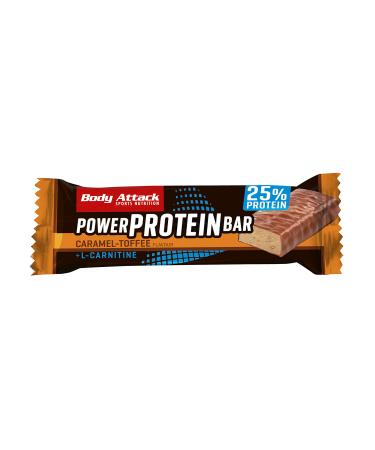 Body attack protein bar - Caramel Toffee - 24 x 35 g - Fitness protein bar fat low - protein bar with important vitamins L -carnitine & 25% high quality milk protein - made in germany caramel toffee 1 piece (1 Pack) - Buy Online on GoSupps.com