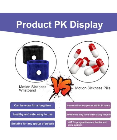 Plus Size Wide Wrists Anti-Sickness Wristbands - 2 Pairs Motion Sickness Relief Bands for Car, Sea, Cruise, Flying, Pregnancy - Black+Blue - Buy Online on GoSupps.com