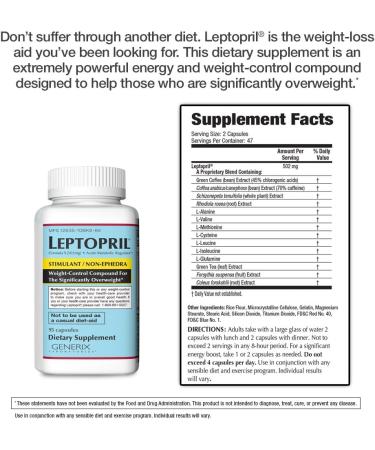 GENERIX LABORATORIES Leptopril - Weight Control Dietary Supplement (95 Count) - Buy Online on GoSupps.com