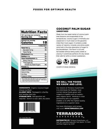 Terrasoul Superfoods Organic Coconut Sugar  2 Lbs - Low Glycemic | Unrefined | Trace Minerals 2 Pound (Pack of 1) - Buy Online on GoSupps.com