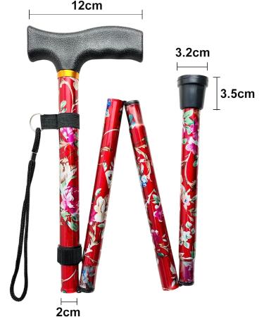 BeGrit Folding Walking Stick for Women | Adjustable & Lightweight Walking Aid with Comfortable Grip | Collapsible & Durable Mobility Aid in Red - Buy Online on GoSupps.com
