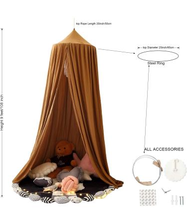 Crib Bed Canopy for Kids Girls - Round Dome Netting Mosquito Net Curtain for Play Room Princess Castle Decor (Coffee) - Buy Online on GoSupps.com