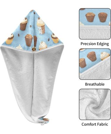 Small Coffee Cakes Hair Towel 2 Pack - Super Absorbent Quick Dry Hair Turbans for Women & Girls - Buy Online on GoSupps.com