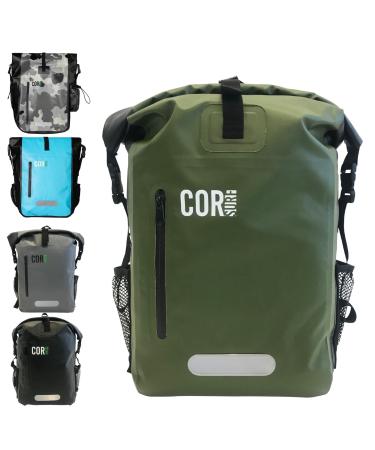 COR Surf Waterproof Dry Bag Backpack with Padded Laptop Sleeve 25L & 40L Heavy Duty Roll-Top Pack Green 25L