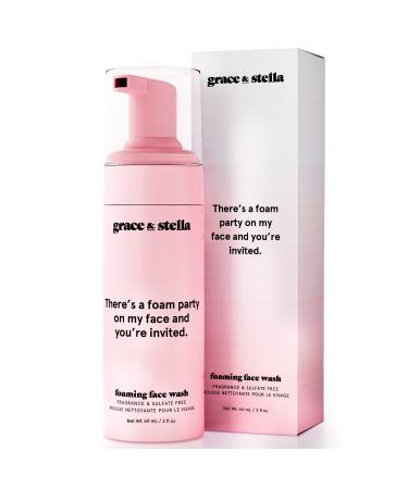 Foaming Facial Cleanser (60ml) - Sensitive Skin Face Wash - Vegan Foaming Cleanser - Limpiador Facial - Hydrating Facial Cleanser - Face Wash Sensitive Skin - Cleanser For Dry Skin by grace and stella 60 ml