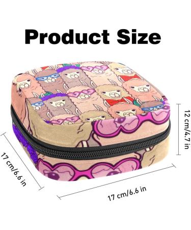 Portable Women's Binding-Up Bags for Menstrual Cups & Tampons | Multicolored Cartoon Alpaka Lamas for Teens - Buy Online on GoSupps.com