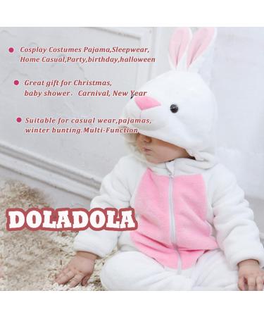 Doladola Baby Animal Hooded Onesie Romper | Toddler Jumpsuit Autumn Winter Outfit 3-6 Months | White Rabbit Design - Buy Online on GoSupps.com