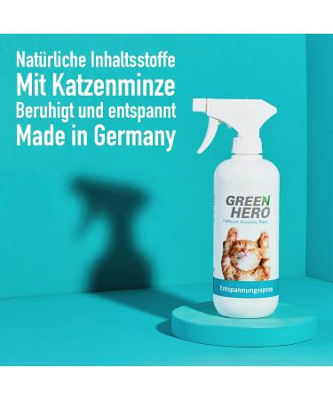 Green Hero Relaxation Spray for Cats - 500ml | Soothing Valerian Lavender & Catnip for Calm & Well-Being - Buy Online on GoSupps.com