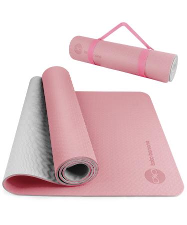 BOBO BANANA 1/4 Thick TPE Yoga Mat,72"x24" Eco-friendly Non-Slip Exercise & Fitness Mat for Men&Women with Carrying Strap, Workout Mat for Yoga,Pilates& Floor Exercise pink