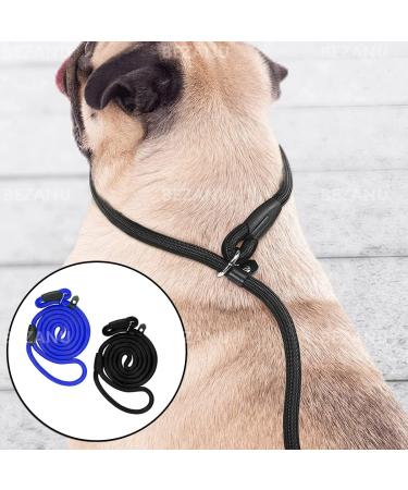 Nylon Dog Slip Lead 2 Pcs Nylon Adjustable Dog Loop Training Leash Heavy Duty Training Lead for Small and Medium Dog Outdoor Training (Blue Black) - Buy Online on GoSupps.com