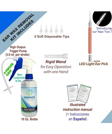 Ear Washer Kit for Adults and Children - Ear Cleaning System with LED Light and 5 Disposable Tips - Buy Online on GoSupps.com