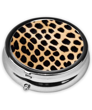 Rough Leopard Print Round Pill Box - 3 Compartment Travel Organizer for Meds & Vitamins | Mini Decorative Pocket Purse Case - Buy Online on GoSupps.com