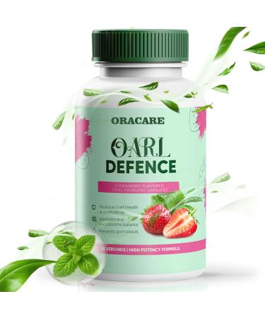 Oracare Oral Defence - Oracare Oral ProbioticsSupplement - Supports Healthy TeethGums Mouth and Fresh Odorless Breath - Strawberry Flavored Oral probioticCapsules -1PCS (60 Capsules 30 Day Supply)