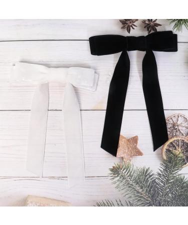 2Pcs Velvet Hair Bows Black Bow Hair Clips with Long Ribbon - Vintage Hair Accessories for Girls and Women - Buy Online on GoSupps.com
