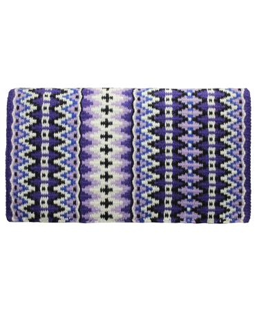 Tahoe Tack 34" x 38" Reya New Zealand Wool Western Saddle Blanket Pad Purple/Light Purple/Black/Silver/White