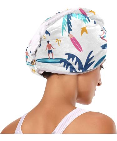 Coconut Tree Surf Hair Towel 2 Pack | Super Absorbent Quick Dry Hair Turbans for Women & Girls - Buy Online on GoSupps.com