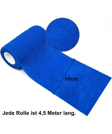 Shop 6 Rolls Self-Adhesive Bandage - 10cm x 4.5m Elastic Sports Fixing Tape in Blue & Black | International Shipping Available - Buy Online on GoSupps.com