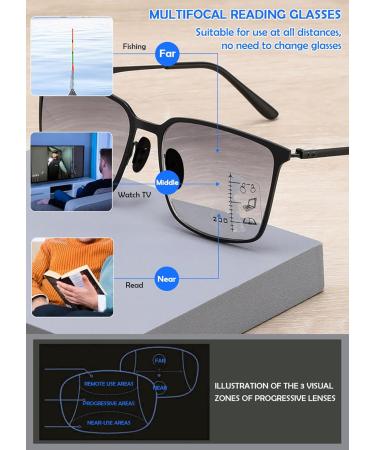 Buy Koosufa Progressive Reading Glasses | Multifocus Sun Reading Glasses with UV Protection & Blue Light Filter | Men's Large Metal Sunglasses - Various Strengths Available - Buy Online on GoSupps.com