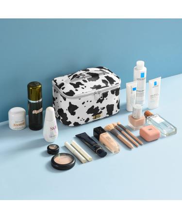 MIRASON Set of 3 Makeup Bags for Purse and Travel - PU Leather Cosmetic Organizer Set - Cow Print, Washable and Waterproof - Great Gift for Women and Girls - Buy Online on GoSupps.com