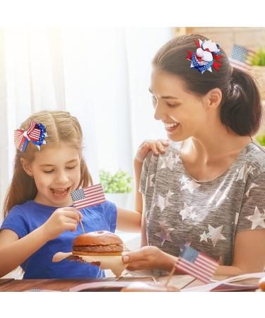 12 Pcs Patriotic Hair Bows Clips | American Flag Boutique Alligator Hair Accessories for Girls - Buy Online on GoSupps.com