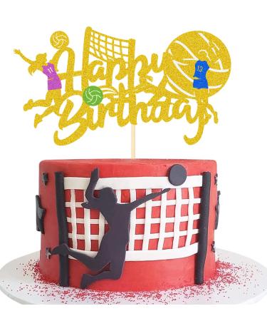 WishFirst Volleyball Cake Topper Girls Volleyball Player Cake Decoration Adult Boys Kids Beach Volleyball Theme Sports Birthday Party Decoration