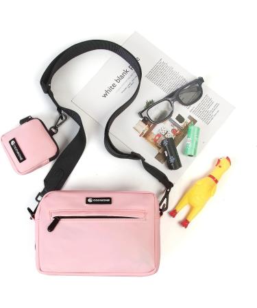 COOWONE Waterproof Dog Treat Bag | Dog Walking Bag with Poop Bag Dispenser | Adjustable Pink Shoulder Bag - Buy Online on GoSupps.com
