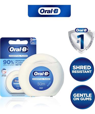 Buy Oral-B Essential Waxed Dental Floss - 50m for Superior Plaque Removal | International Shipping Available - Buy Online on GoSupps.com