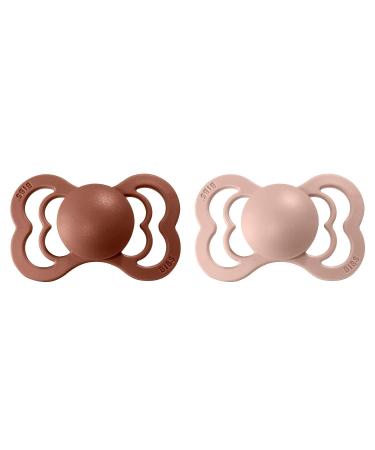 BIBS Supreme Collection Pacifiers - Woodchuck/Blush | BPA-Free | Set of 2 | Made in Denmark | Ages 6-18 Months - Buy Online on GoSupps.com
