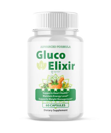 Gluco Elixir Capsules Official GlucoElixir Blood Health Support Pills with All Natural Ingredients Advanced Formula Supplement Pills with Maximum Strength Vitamins for Women & Men (60 Capsules)