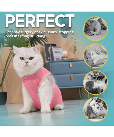 Avont Katzenbody Recovery Suit for Cats Post-Op Clothing | Leak Protection for Abdominal Wounds & Skin Diseases | Size M - Rose Pink - Buy Online on GoSupps.com