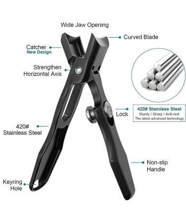 VOGARB Extra Large Wide Jaw Toenail Clippers for Thick Nails - Heavy Duty Fingernail Cutter with Safety Lock and File - No Splash Design for Men, Women, Seniors - Black - Buy Online on GoSupps.com