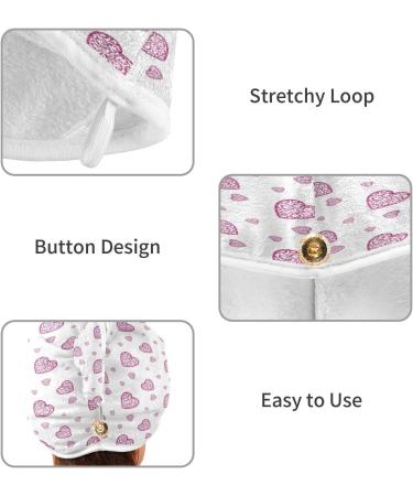 Pink Heart Dry Hair Cap Set | 2-Piece Quick Drying Towel & Button Headband | Super Absorbent & Soft Comfort - Buy Online on GoSupps.com