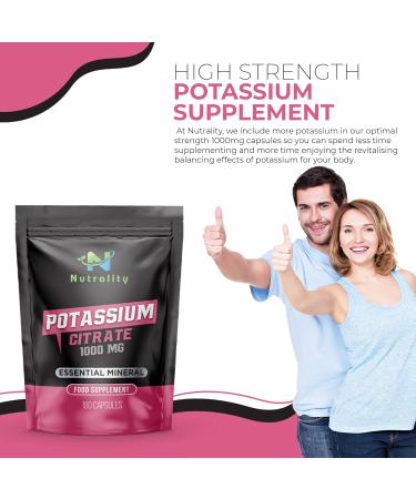 Nutrality Potassium Citrate 1000mg - 180 Capsules | High Strength Supplement for Nervous System & Muscle Health | 90-Day Supply | Keto-Friendly | Made in Europe - Buy Online on GoSupps.com