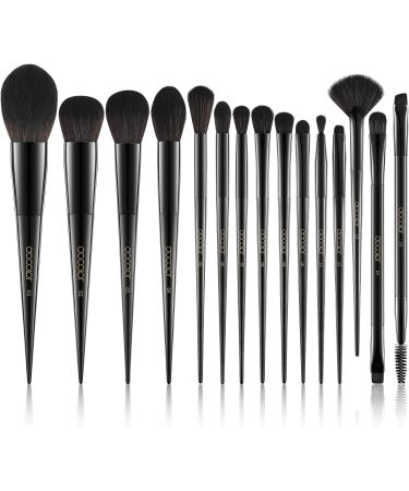 Docolor Makeup Brushes 15 Pieces Professional Makeup Brushes Set Premium Synthetic Hair Kabuki Face Blush Eyeshadow Eyeliner Foundation Powder Cosmetic Make Up Brushes Kit Black Obsidian Series Black-15 Pieces - Buy Online on GoSupps.com