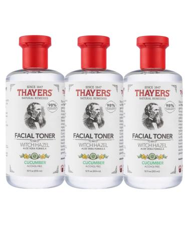 THAYERS Alcohol-Free Cucumber Witch Hazel Toner with Aloe Vera Pack of 3 Cucumber 12 Fl Oz (Pack of 3)