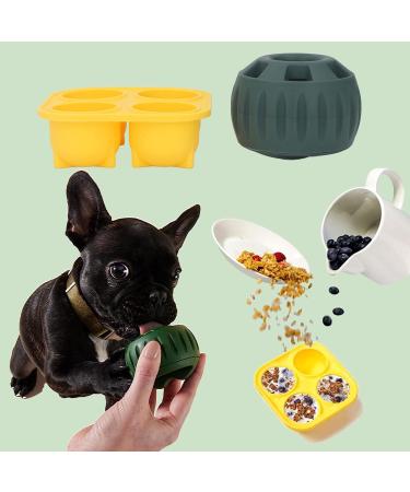 2pcs Puppy Treat Tray Mold Reusable Dog Fillable Treat Tay for Small Dogs Easy to Fill with Wet FoodYogurtPeanut Butter (Yellow Quadrate Green Round) - Buy Online on GoSupps.com