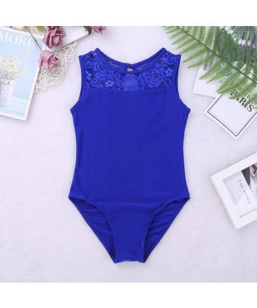 FEESHOW Big Girls' Cap Sleeve Floral Lace Back Leotard in Royal Blue 12-14 - Ballet Dance Costume - Buy Online on GoSupps.com