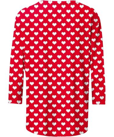 oelaio Womens Valentines Day T Shirts 3/4 Sleeve Heart Printed Tee Shirt Tshirts for Women Plus Size V-Neck Casual Loose - Buy Online on GoSupps.com