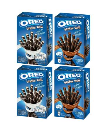Wafer Snack Bundle with Oreo Vanilla Cream Filled Wafer Rolls 54g x2 and Chocolate Cream Filled Wafer Rolls 54g x2 (4 Pack)
