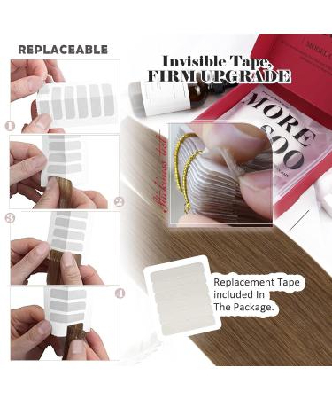 Moresoo Light Brown Tape Extensions - 50cm Remy Real Hair 20 Pieces Invisible for Short Hair #8 - Buy Online on GoSupps.com