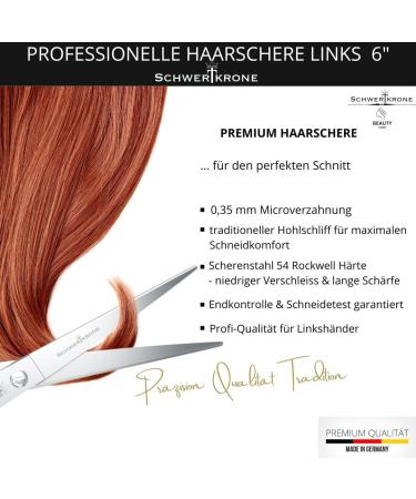 Schwertkrone Left-Handed Hair Cutting Scissors - Stainless Steel Hairdressing Shears Made in Germany - Best for Left-Handed Stylists - Buy Online on GoSupps.com