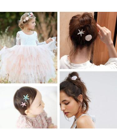 Shell Pearl Starfish Hair Clip Set - Pink Acrylic Resin Alligator Clips for Women & Girls | Stylish Hair Accessories - Buy Online on GoSupps.com