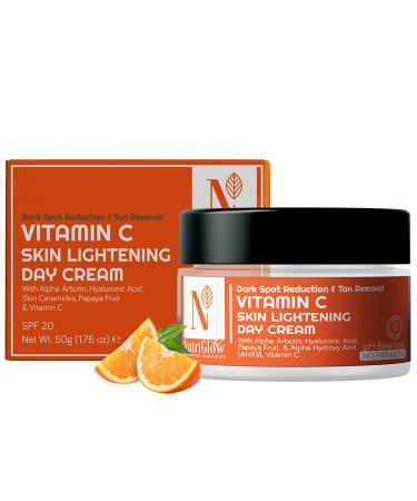 Nutriglow Advanced Organics Vitamin C Skin Lightening Day Cream for Dark Spot Reduction & Tan Removal All Skin Types 50G