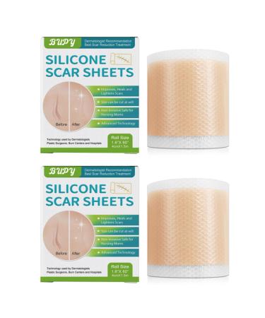 2 Boxes Silicone Scar Sheets (1.6"x 60" Roll-1.5 M) Silicone Scar Tape Patches for Scar Removal Silicone Reusable Scar Strips Suitable for All Type of Scars