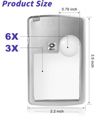 Premium 6X 3X Pocket Magnifying Glass with Light Small Lighted Magnifiers for Kids Seniors Reading Fine Prints Handheld Magnafining Glasses Magnify Glass with Protective Sleeve - Buy Online on GoSupps.com