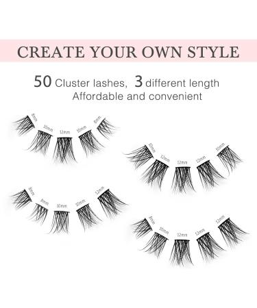 EMEDA Natural DIY Lashes Kit - 5 Pair 3D Individual Eyelashes with Glue, Tweezers, and Applicator - 50pcs Lash Clusters 8-12mm - Fake Eyelash Extension Set (DIY Lashes 002) - Buy Online on GoSupps.com