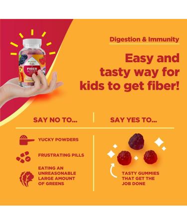 Sugar-Free Kids Fiber Gummies - Digestive & Immune Support - Non-GMO, Vegan, Kosher & Gluten-Free - 60 Count - Buy Online on GoSupps.com