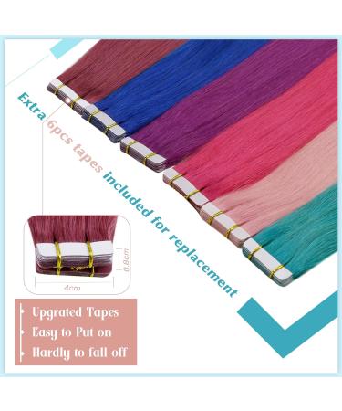 RUNATURE 16 Inch Burgundy Tape in Human Hair Extensions - 25g Real Colored Tape ins - Buy Online on GoSupps.com