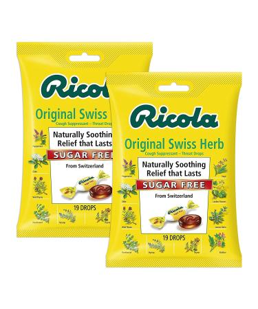 Ricola Sugar Free Throat Drops Original Swiss Herb - 19 ct Pack of 2